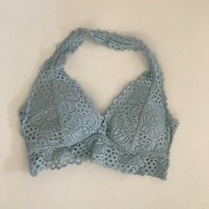 light blue lacey halter bralette